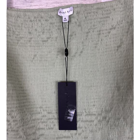 Gianni Bini Women’s XL Green Boho Long Sleeve Linen Blend Crop Top NWT - Picture 6 of 7